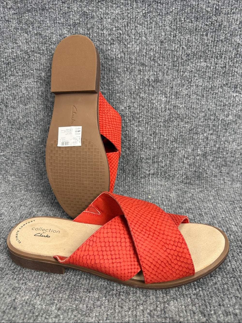 Clarks Declan Ivy Leather Crisscross Slide Sandals Women’s Size 8 EU 39 NWOT